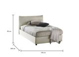 Letto piazza e mezza Asso, adatto per materasso Cm 120x190, Beige