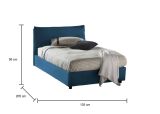 Letto piazza e mezza Asso, adatto per materasso Cm 120x190, Blu
