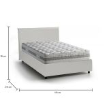 Letto piazza e mezza Assunta, Letto contenitore con rivestimento in ecopelle, 100% Made in Italy, Apertura frontale, con materasso Cm 120x200 incluso, Bianco