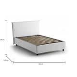 Letto piazza e mezza Astrid, Letto contenitore con rivestimento in tessuto, 100% Made in Italy, Apertura frontale, adatto per materasso Cm 120x200, Bianco