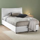 Letto piazza e mezza Attinia, con materasso Cm 120x190 incluso, Bianco