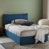 Letto piazza e mezza Attinia, con materasso Cm 120x190 incluso, Blu