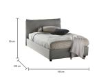 Letto piazza e mezza Attinia, con materasso Cm 120x190 incluso, Grigio