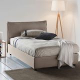 Letto piazza e mezza Attinia, con materasso Cm 120x190 incluso, Tortora