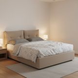 Letto piazza e mezza Bacio, con materasso Cm 120x190 incluso, Tortora