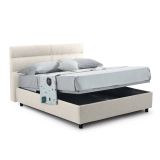 Letto Piazza e Mezza Beige Materasso Incluso Sfoderabile, Contenitore Made in Italy - Brinzio