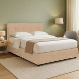 Letto Piazza e Mezza Beige Sfoderabile Contenitore, Dimensione Materasso 120x190 cm - Dogliola