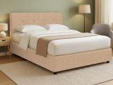 Letto Piazza e Mezza Beige Sfoderabile Contenitore, Dimensione Materasso 120x190 cm - Dogliola