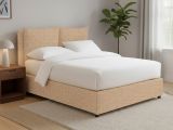 Letto Piazza e Mezza Beige Sfoderabile Contenitore, Dimensione Materasso 120x190 cm - Erchie