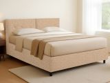 Letto Piazza e Mezza Beige Sfoderabile Contenitore, Dimensione Materasso 120x190 cm - Forli
