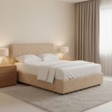 Letto Piazza e Mezza Beige Sfoderabile Contenitore, Dimensione Materasso 120x190 cm - Medolago