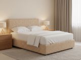 Letto Piazza e Mezza Beige Sfoderabile Contenitore, Dimensione Materasso 120x190 cm - Medolago