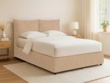 Letto Piazza e Mezza Beige Sfoderabile Contenitore, Dimensione Materasso 120x190 cm - Rabbi