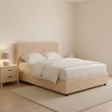 Letto Piazza e Mezza Beige Sfoderabile Contenitore, Dimensione Materasso 120x200 cm - Codevigo