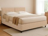 Letto Piazza e Mezza Beige Sfoderabile Contenitore, Dimensione Materasso 120x200 cm - Concesio