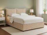 Letto Piazza e Mezza Beige Sfoderabile Contenitore, Dimensione Materasso 120x200 cm - Marmora