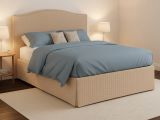Letto Piazza e Mezza Beige Sfoderabile Contenitore, Dimensione Materasso 120x200 cm - Pogno