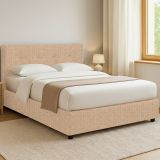 Letto Piazza e Mezza Beige Sfoderabile Contenitore, Dimensione Materasso 120x200 cm - Pollutri