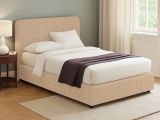 Letto Piazza e Mezza Beige Sfoderabile Contenitore, Dimensione Materasso 120x200 cm - Rezzago