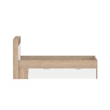 Letto piazza e mezza Blanchette, Sommier per camera da letto, Giroletto per stanza, Struttura porta materasso, 206x150 h97 cm, Rovere e Bianco