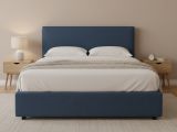 Letto Piazza e Mezza blu Sfoderabile Contenitore, Dimensione Materasso 120x190 cm - Ciconio