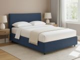 Letto Piazza e Mezza blu Sfoderabile Contenitore, Dimensione Materasso 120x190 cm - Cirie