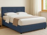 Letto Piazza e Mezza blu Sfoderabile Contenitore, Dimensione Materasso 120x190 cm - Dogliola