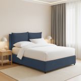 Letto Piazza e Mezza blu Sfoderabile Contenitore, Dimensione Materasso 120x190 cm - Erchie