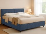 Letto Piazza e Mezza blu Sfoderabile Contenitore, Dimensione Materasso 120x190 cm - Forli
