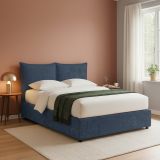 Letto Piazza e Mezza blu Sfoderabile Contenitore, Dimensione Materasso 120x190 cm - Rabbi