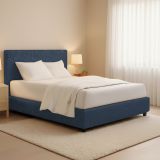 Letto Piazza e Mezza blu Sfoderabile Contenitore, Dimensione Materasso 120x200 cm - Codevigo