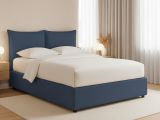 Letto Piazza e Mezza blu Sfoderabile Contenitore, Dimensione Materasso 120x200 cm - Marmora