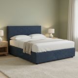 Letto Piazza e Mezza blu Sfoderabile Contenitore, Dimensione Materasso 120x200 cm - Noceto