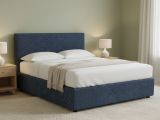 Letto Piazza e Mezza blu Sfoderabile Contenitore, Dimensione Materasso 120x200 cm - Noceto