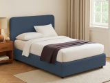 Letto Piazza e Mezza blu Sfoderabile Contenitore, Dimensione Materasso 120x200 cm - Rezzago