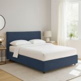 Letto Piazza e Mezza blu Sfoderabile Contenitore, Dimensione Materasso 120x200 cm - Silandro