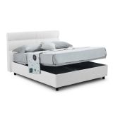 Letto piazza e mezza Brinzio, Con materasso Cm 120x200 incluso, Bianco