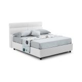 Letto piazza e mezza Brivio, Adatto a materasso Cm 120x190, Bianco