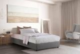 Letto piazza e mezza Camilla, Letto contenitore con rivestimento in tessuto, 100% Made in Italy, Apertura laterale, adatto per materasso Cm 120x190, Grigio