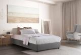 Letto piazza e mezza Chiara, Letto contenitore con rivestimento in tessuto, 100% Made in Italy, Apertura frontale, con materasso Cm 120x190 incluso, Grigio