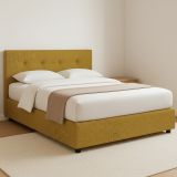 Letto Piazza e Mezza Giallo Ocra Sfoderabile Contenitore, Dimensione Materasso 120x190 cm - Dogliola