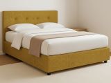 Letto Piazza e Mezza Giallo Ocra Sfoderabile Contenitore, Dimensione Materasso 120x190 cm - Dogliola