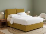 Letto Piazza e Mezza Giallo Ocra Sfoderabile Contenitore, Dimensione Materasso 120x190 cm - Erchie