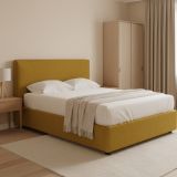 Letto Piazza e Mezza Giallo Ocra Sfoderabile Contenitore, Dimensione Materasso 120x190 cm - Medolago