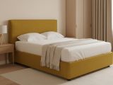 Letto Piazza e Mezza Giallo Ocra Sfoderabile Contenitore, Dimensione Materasso 120x190 cm - Medolago