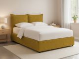 Letto Piazza e Mezza Giallo Ocra Sfoderabile Contenitore, Dimensione Materasso 120x190 cm - Rabbi