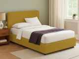Letto Piazza e Mezza Giallo Ocra Sfoderabile Contenitore, Dimensione Materasso 120x190 cm - Rodero