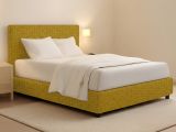 Letto Piazza e Mezza Giallo Ocra Sfoderabile Contenitore, Dimensione Materasso 120x200 cm - Codevigo