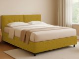 Letto Piazza e Mezza Giallo Ocra Sfoderabile Contenitore, Dimensione Materasso 120x200 cm - Concesio
