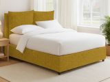 Letto Piazza e Mezza Giallo Ocra Sfoderabile Contenitore, Dimensione Materasso 120x200 cm - Diamante